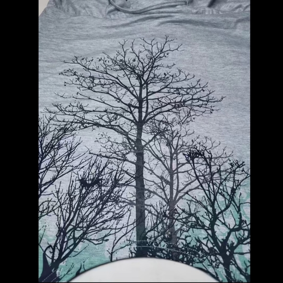 Gothic Graphic Print High Low Hoodie Tree Design Size XXL / 14 Long Butt Cover - Picture 5 of 10